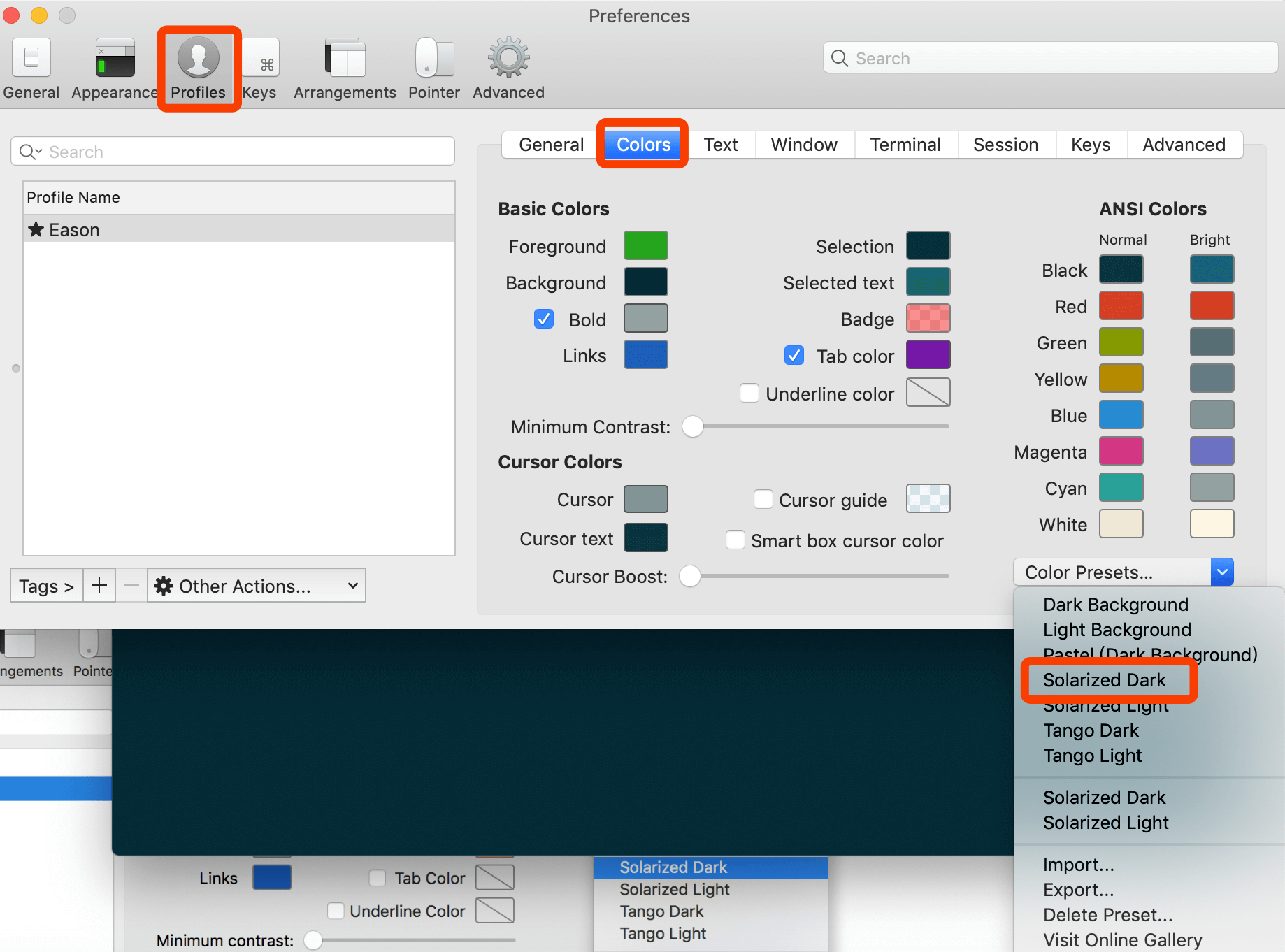 iTerm2配置主题
